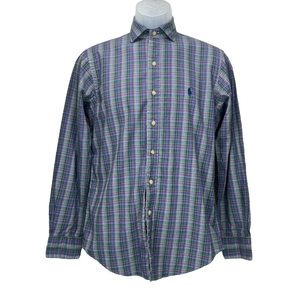 Polo Ralph Lauren Men's‎ Small Purple/Green Plaid Long Sleeve Button-Up Shirt